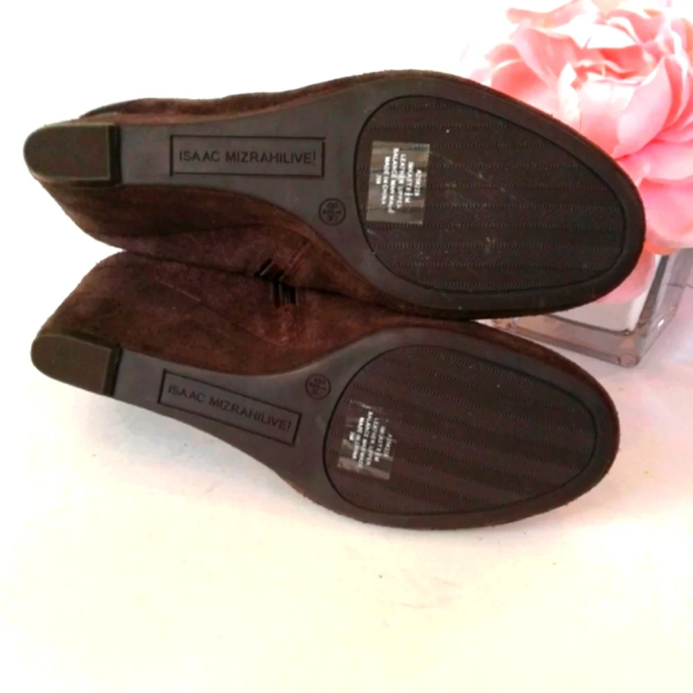 Chocolate brown sude Leather  ankle boots Size 8.5